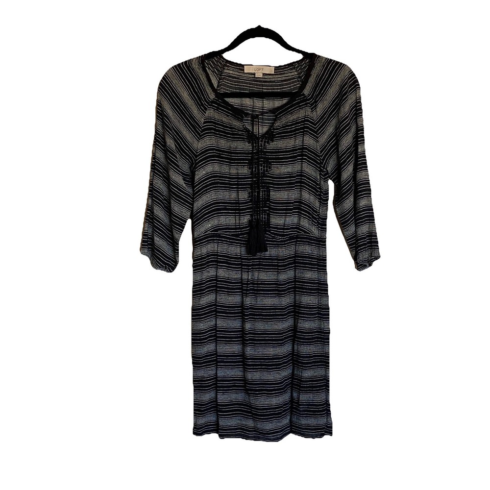 Loft Black and White Boho Dress Women's Size XS Festival